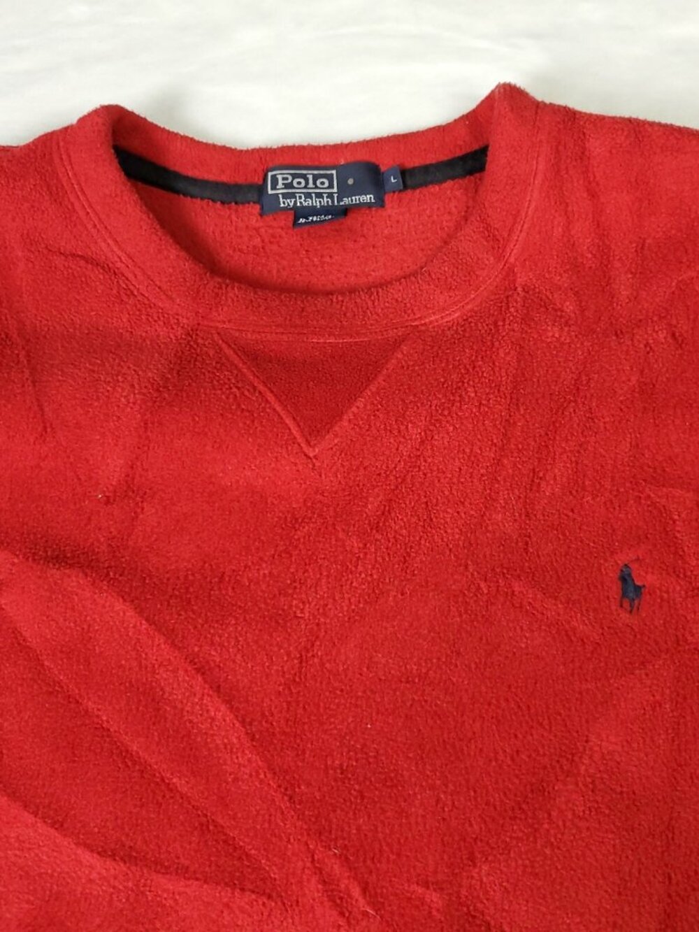 VINTAGE 90s Polo Ralph Lauren Fleece Sweater Men Large Red Pullover Crewneck y2k